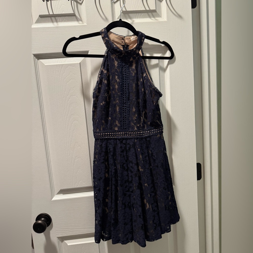 Blu Pepper Navy Lace Mini Dress